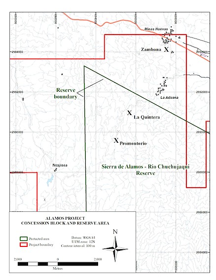 Alamos project concession and reserve boundary