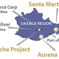 Oaxaca Region and mining projects.  This image contains information about other properties in which Minaurum does not have an interest including Fortuna Silver Corp, Gold Resource Corp.  Information about these properties is not necessarily indicative of the mineralization on the Company's properties.