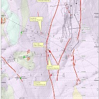 Plan view of Travesía and La Quintera vein zones Phase I and Phase II drilling.  Mineralized intersections are sample lengths and not true widths